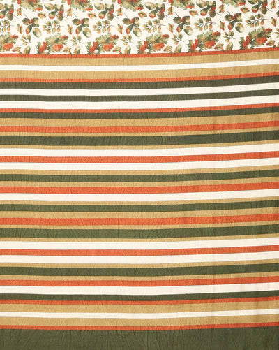 Indiehaat | Kashmiri Silk Printed Saree White & Green