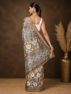 Indiehaat | Kashmiri Silk Printed Saree Taupe & Brown