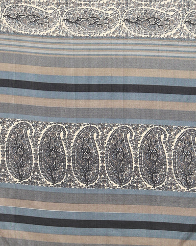 Indiehaat | Kashmiri Silk Printed Saree Grey & Black