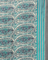 Indiehaat | Kashmiri Silk Printed Saree White & Teal