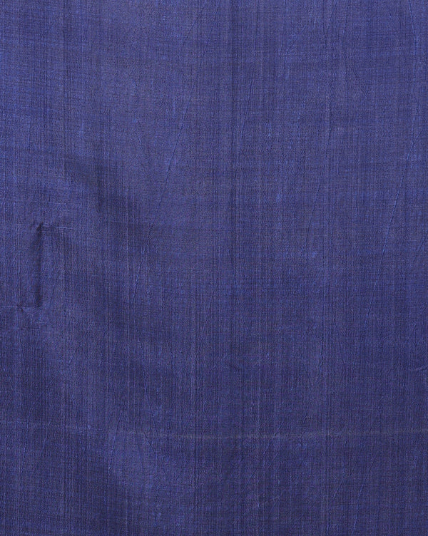 Indiehaat | Kashmiri Silk Printed Saree White & Dark Blue