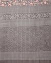 Indiehaat | Kashmiri Silk Printed Saree Dark Grey & Charcoal