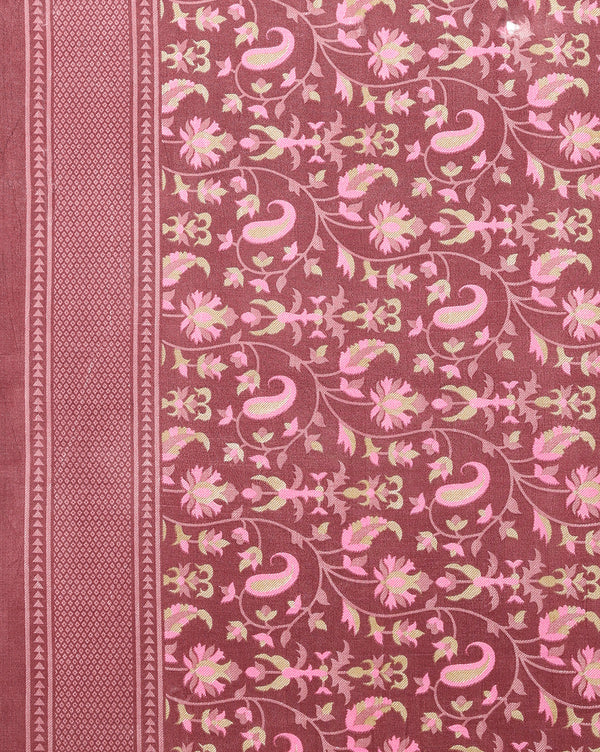 Indiehaat | Kashmiri Silk Printed Saree Maroon