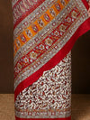 Indiehaat | Kashmiri Silk Printed Saree White & Red