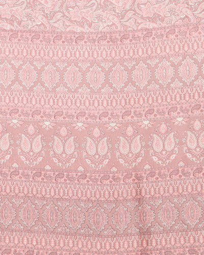 Indiehaat | Kashmiri Silk Printed Saree Dusty Rose & Mute