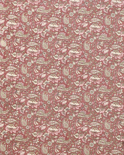 Indiehaat | Kashmiri Silk Printed Saree Maroon & Dusty Rose