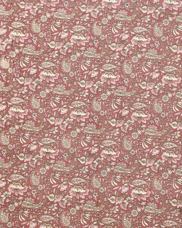 Indiehaat | Kashmiri Silk Printed Saree Maroon & Dusty Rose