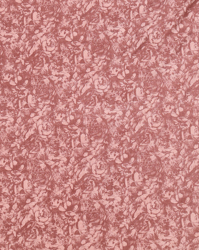 Indiehaat | Kashmiri Silk Printed Saree Maroon & Dusty Rose