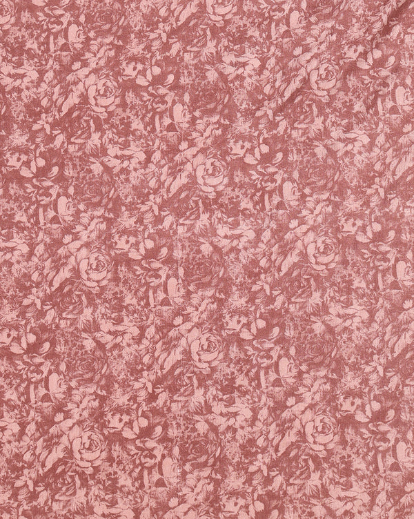 Indiehaat | Kashmiri Silk Printed Saree Maroon & Dusty Rose
