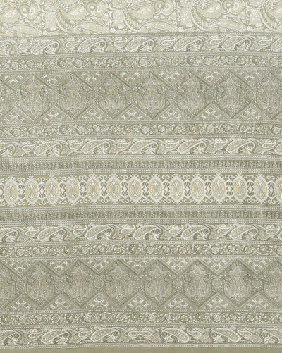 Indiehaat | Kashmiri Silk Printed Saree Olive Green & Pal