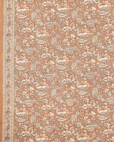 Indiehaat | Kashmiri Silk Printed Saree Brown & Bronze