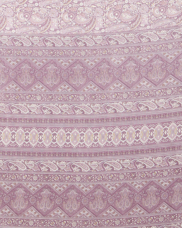 Indiehaat | Kashmiri Silk Printed Saree Lavender & White