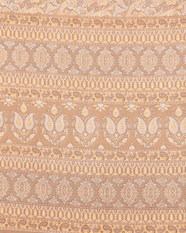 Indiehaat | Kashmiri Silk Printed Saree Tan & Brown