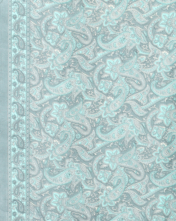 Indiehaat | Kashmiri Silk Printed Saree Slate Grey & Teal