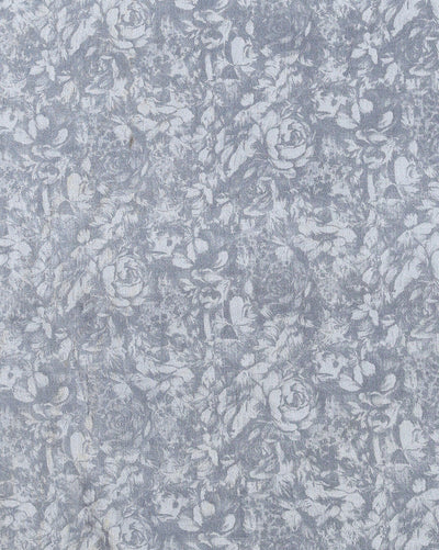 Indiehaat | Kashmiri Silk Printed Saree Slate Grey & Char