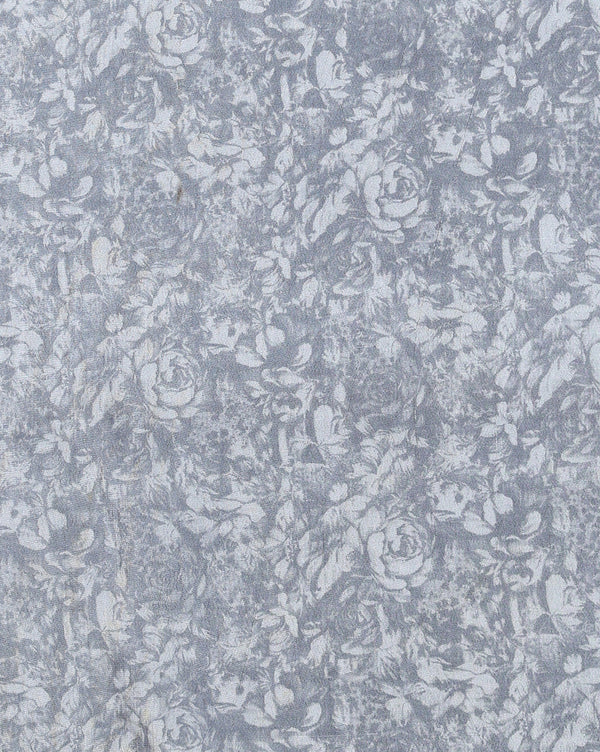 Indiehaat | Kashmiri Silk Printed Saree Slate Grey & Char
