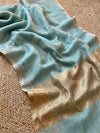 Indiehaat | Pure Handloom Silk Linen Saree Blue