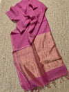 Indiehaat | Pure Handloom Silk Linen Saree Pink
