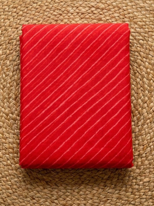Indiehaat | Kota Doria Lehariya Bandhej Saree Red
