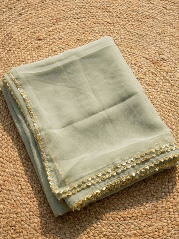 Indiehaat | Organza Silk Gota Patti Suit Set Green