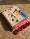 Indiehaat | Pure Mul Cotton HandPainted Saree Beige