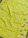 Indiehaat | Pure Mul Cotton HandPainted Saree Green