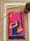 Indiehaat | Pure Mul Cotton HandPainted Saree Pink