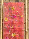 Indiehaat | Muslin Jamdani Silk Saree Handloom Pink