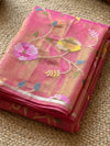 Indiehaat | Muslin Jamdani Silk Saree Handloom Pink