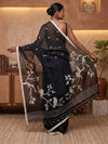 Indiehaat | Pure Mul Cotton Handloom Saree Black