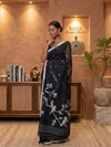 Indiehaat | Pure Mul Cotton Handloom Saree Black