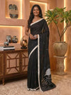 Indiehaat | Pure Mul Cotton Handloom Saree Black