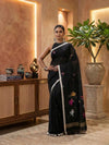 Indiehaat | Pure Mul Cotton Handloom Saree Black