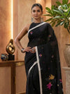 Indiehaat | Pure Mul Cotton Handloom Saree Black