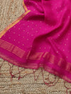Indiehaat | Muslin Silk Jamdani Sequin Saree Pink