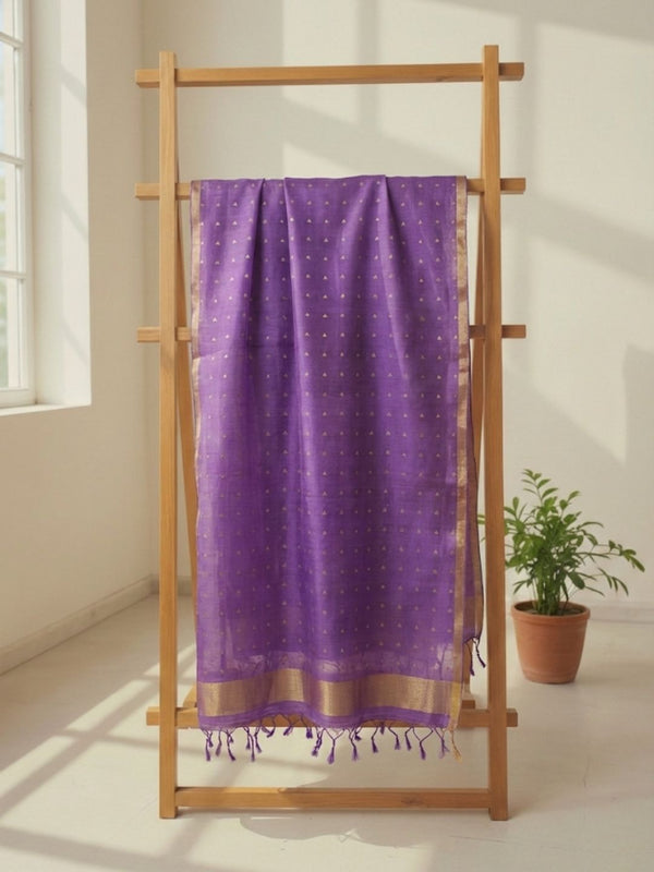 Indiehaat | Muslin Silk Jamdani Sequin Saree Purple