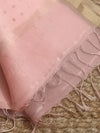 Indiehaat | Muslin Silk Jamdani Sequin Saree Pink