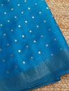 Indiehaat | Muslin Silk Jamdani Sequin Saree Blue