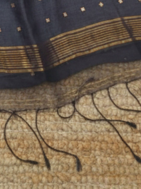 Indiehaat | Muslin Silk Jamdani Sequin Saree Gray