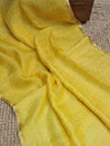 Indiehaat | Muslin Silk Jamdani Sequin Saree Yellow