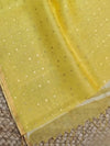 Indiehaat | Muslin Silk Jamdani Sequin Saree Yellow