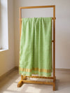 Indiehaat | Muslin Silk Jamdani Sequin Saree Green