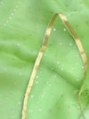 Indiehaat | Muslin Silk Jamdani Sequin Saree Green