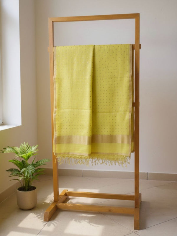 Indiehaat | Muslin Silk Jamdani Sequin Saree Yellow