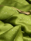 Indiehaat | Muslin Silk Jamdani Sequin Saree Green