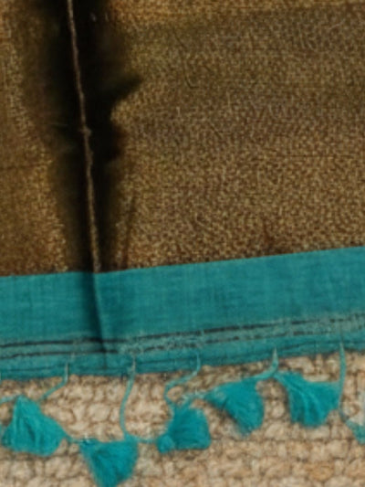 Indiehaat | Pure Cotton Handloom Zari Anchal Saree Green