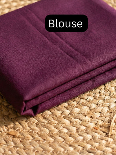 Indiehaat | Pure Cotton Handloom Zari Anchal Saree Purple