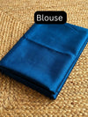 Indiehaat | Pure Cotton Handloom Zari Anchal Saree Blue