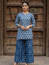 Indiehaat | Blockprinted Cotton Co-Ord Set Blue