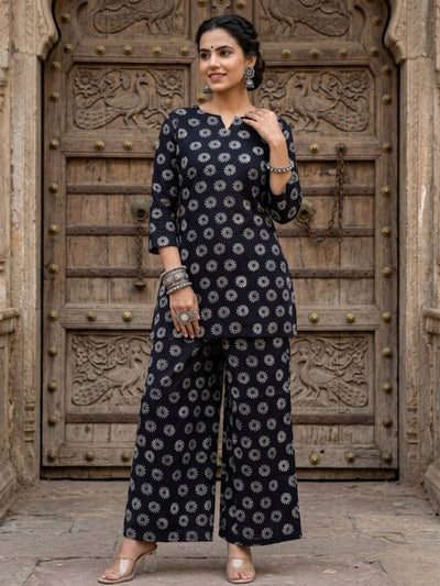 Indiehaat | Blockprinted Cotton Co-Ord Set Black